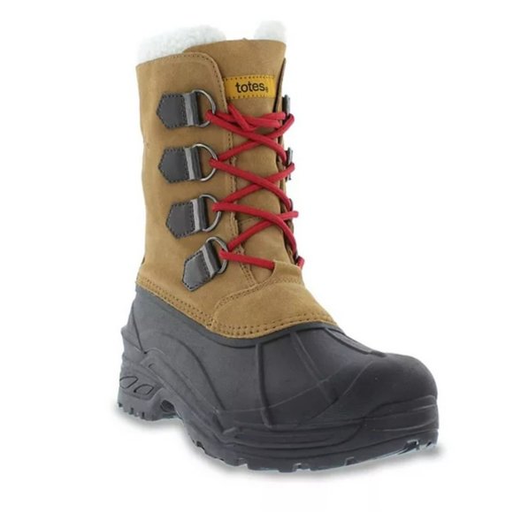 NEW Totes Coastal‎ Men's Tan Waterproof Winter Snow Boots Size 12 - Picture 1 of 2
